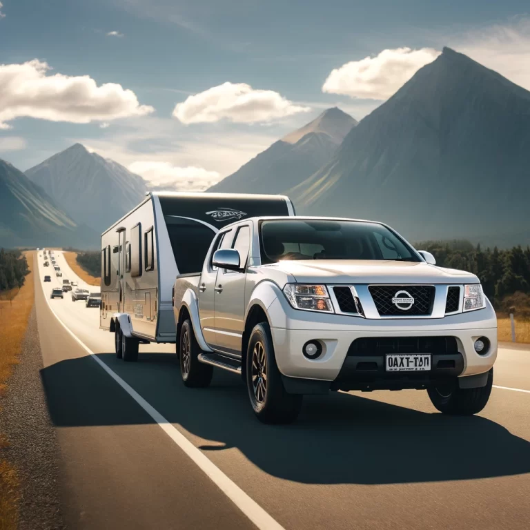 D40 Navara towing a camper trailer on the open freeway