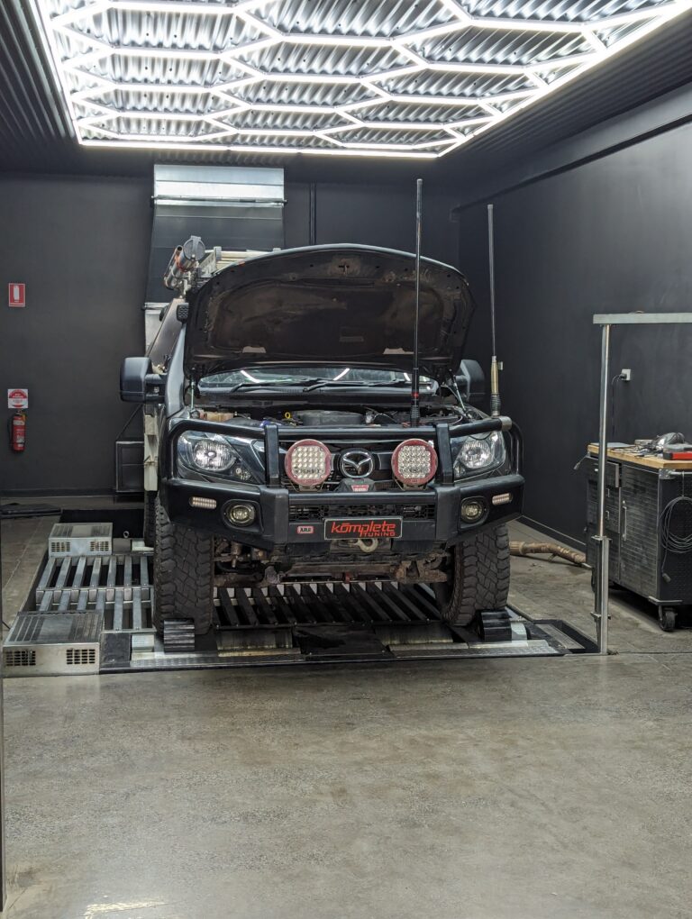 3.2L BT-50 on the dyno for a remap and tune with the factory computer ECU